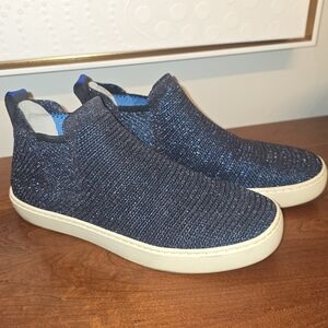 Rothy's Knit Slip-On Ankle Sneakers - Navy Blue with White Sole